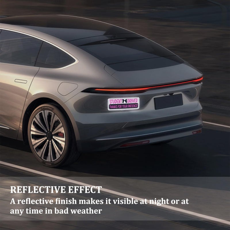 Stacool 2PCS Student Driver Magnet for Car,Reflective New Driver Sticker Cars Decorations for Safety Warning,Essential Please Be Patient Student Drivers Magnet Car Accessories - Image 3